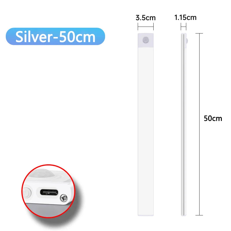 Nachtlicht mit Bewegungssensor – Kabellose, wiederaufladbare USB-LED-Leuchte für Unterschränke, Küche, Schlafzimmer und Kleiderschrank
