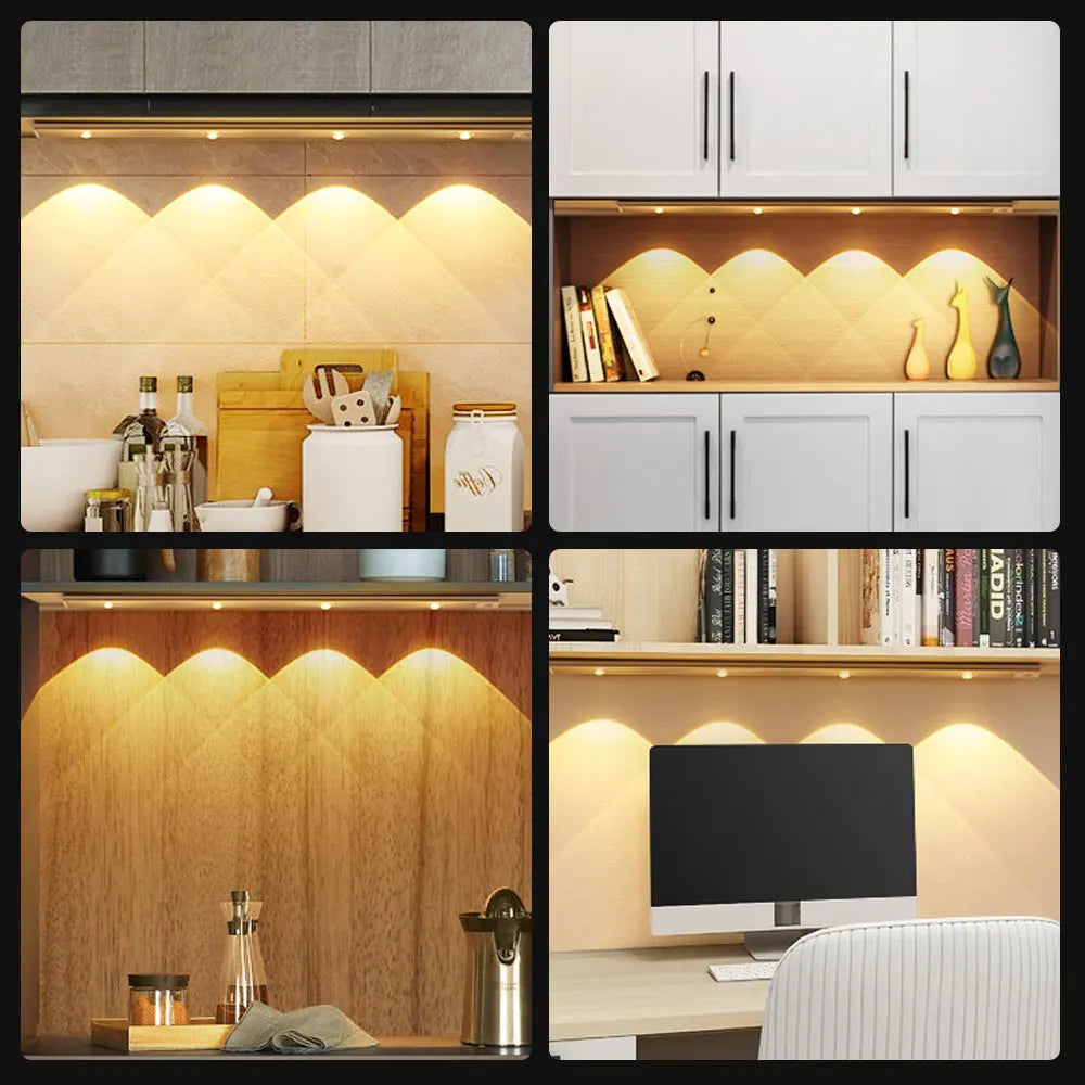 LED-Beleuchtung mit Bewegungssensor – Kabellose, ultradünne LED-Sensorlampe mit USB-Anschluss für Küchenschränke, Schlafzimmer und Kleiderschrank
