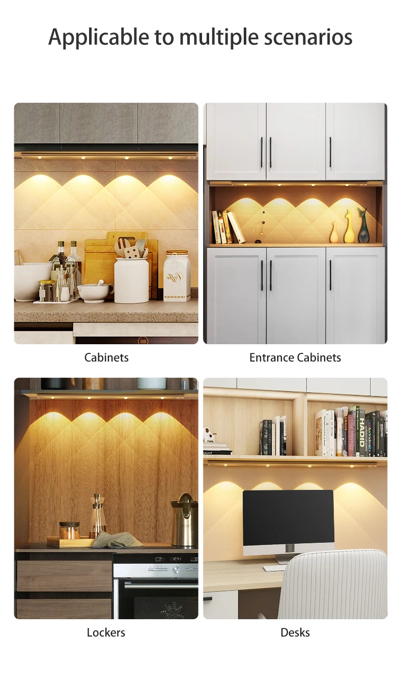 LED-Beleuchtung mit Bewegungssensor – Kabellose, ultradünne LED-Sensorlampe mit USB-Anschluss für Küchenschränke, Schlafzimmer und Kleiderschrank