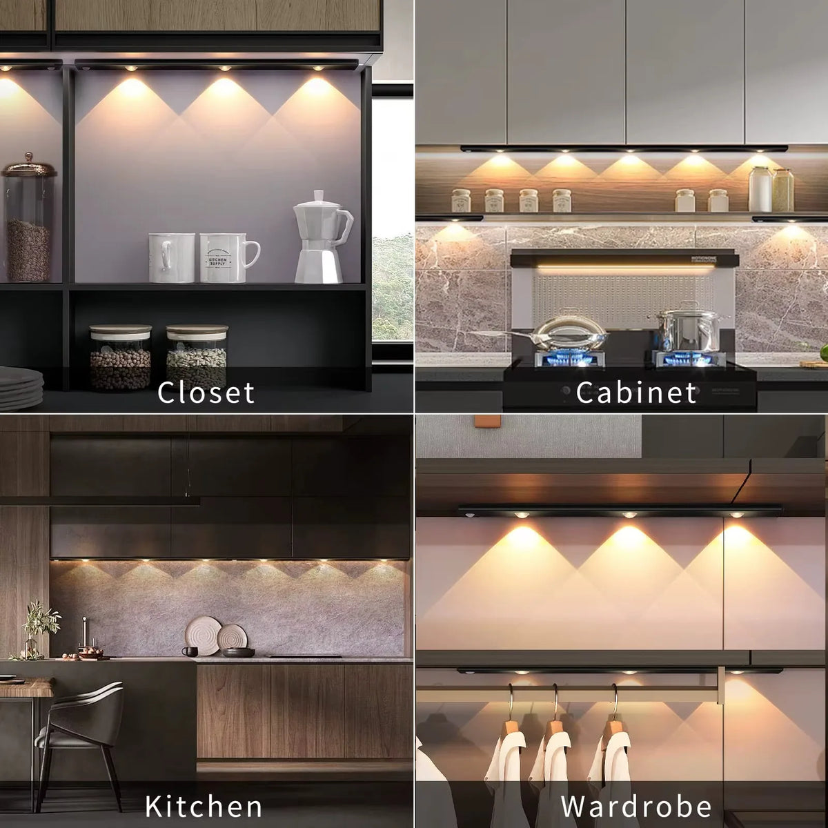 LED-Sensorleuchte mit Bewegungssensor – Kabellose, ultradünne USB-LED für Küchenschränke, Schlafzimmer und Kleiderschränke