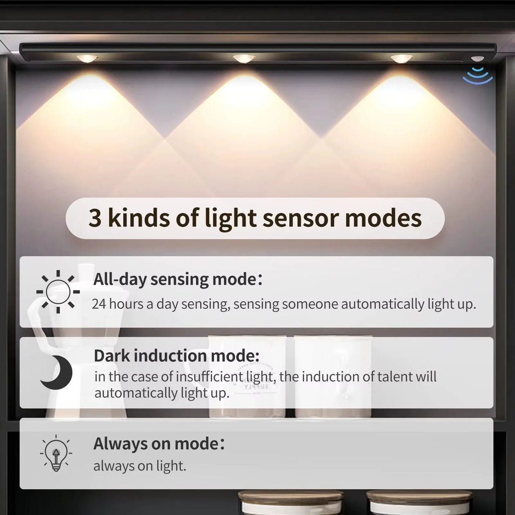 LED-Sensorleuchte mit Bewegungssensor – Kabellose, ultradünne USB-LED für Küchenschränke, Schlafzimmer und Kleiderschränke