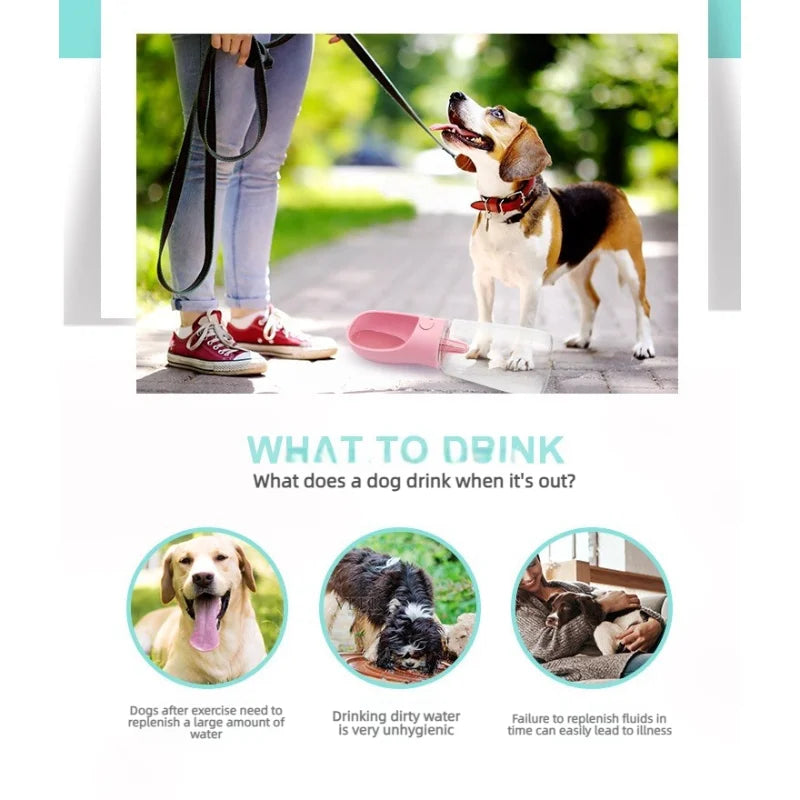 Tragbare Trinkflasche für Haustiere – Auslaufsicherer Wasserspender für Hunde und Katzen, ideal für Spaziergänge, Reisen und unterwegs