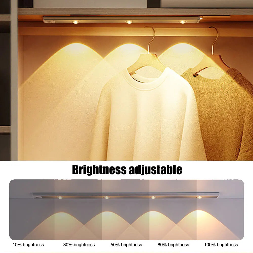 LED-Beleuchtung mit Bewegungssensor – Kabellose, ultradünne LED-Sensorlampe mit USB-Anschluss für Küchenschränke, Schlafzimmer und Kleiderschrank