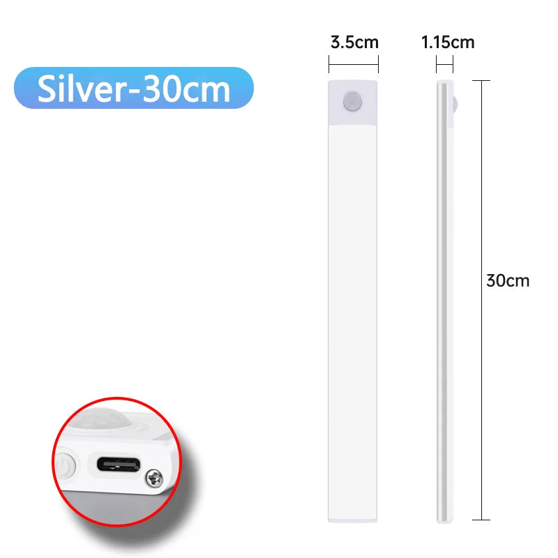 Nachtlicht mit Bewegungssensor – Kabellose, wiederaufladbare USB-LED-Leuchte für Unterschränke, Küche, Schlafzimmer und Kleiderschrank