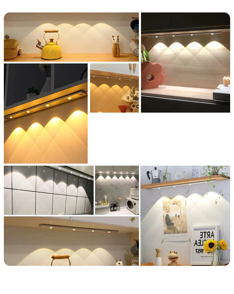 LED-Beleuchtung mit Bewegungssensor – Kabellose, ultradünne LED-Sensorlampe mit USB-Anschluss für Küchenschränke, Schlafzimmer und Kleiderschrank