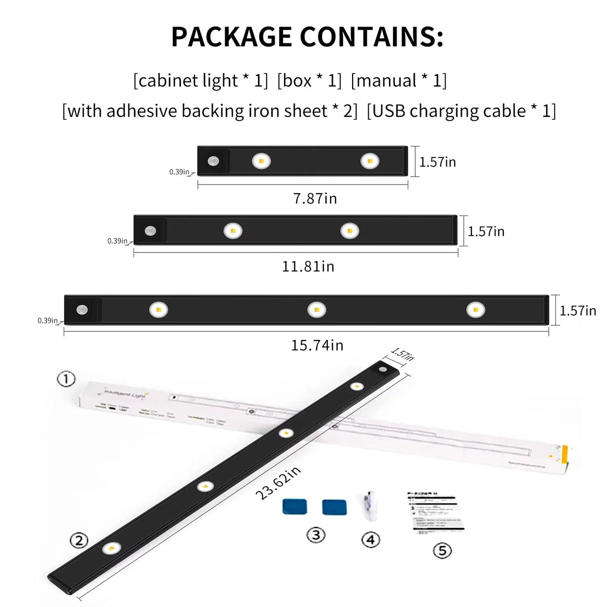 LED-Sensorleuchte mit Bewegungssensor – Kabellose, ultradünne USB-LED für Küchenschränke, Schlafzimmer und Kleiderschränke