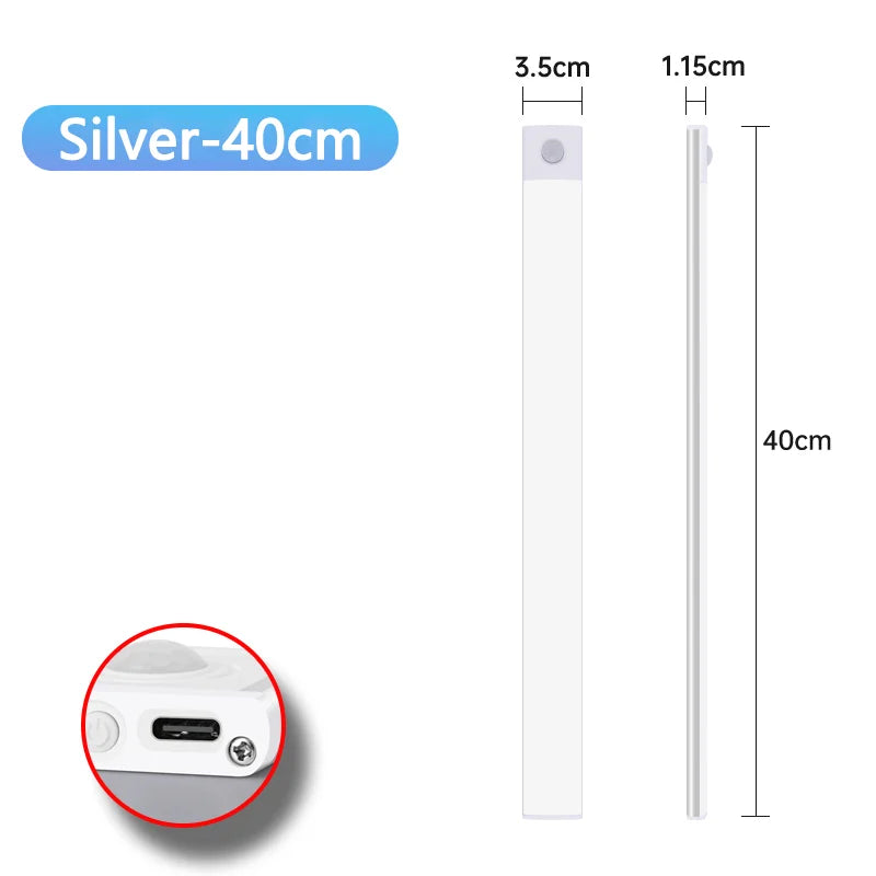 Nachtlicht mit Bewegungssensor – Kabellose, wiederaufladbare USB-LED-Leuchte für Unterschränke, Küche, Schlafzimmer und Kleiderschrank